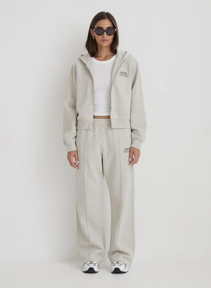 Women Grey Fourth Studio Cropped Zip Hoodie Carey 4th and Reckless Hoodies and Sweatshirts