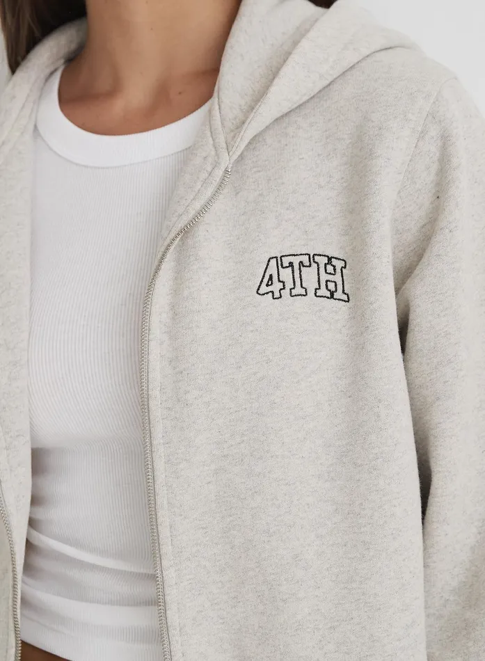 Women Grey Fourth Studio Cropped Zip Hoodie Carey 4th and Reckless Hoodies and Sweatshirts