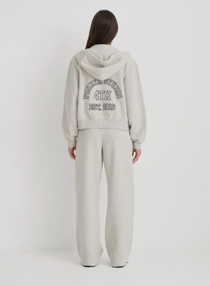 Women Grey Fourth Studio Cropped Zip Hoodie Carey 4th and Reckless Hoodies and Sweatshirts