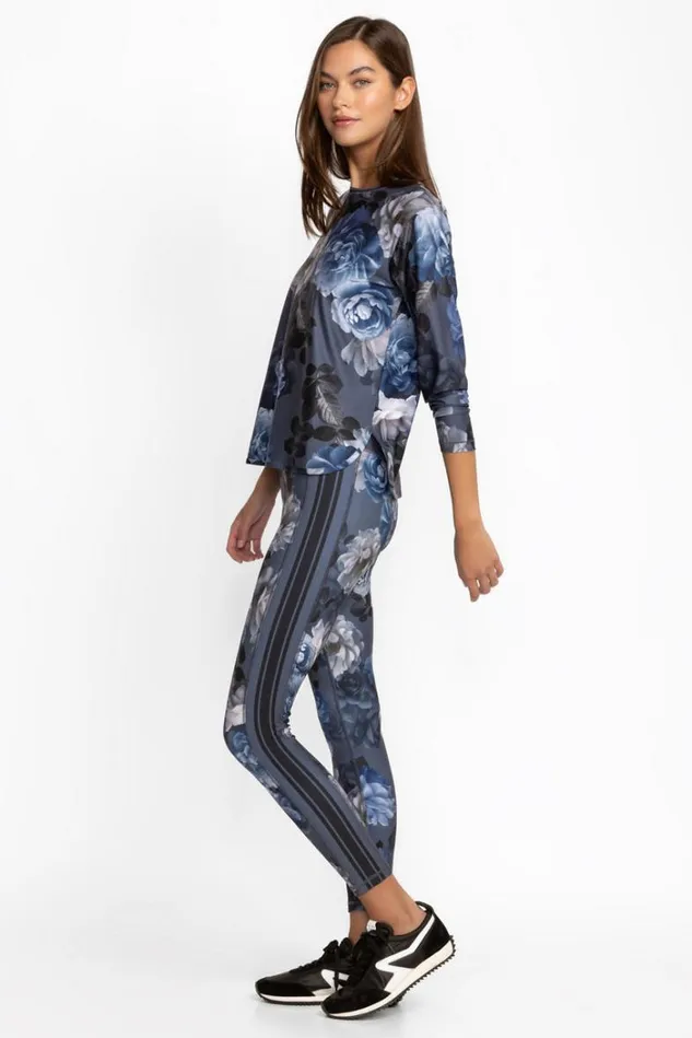 Women Grey Peony High Waist Sculpting Legging Grey Peony Johnny Was Active