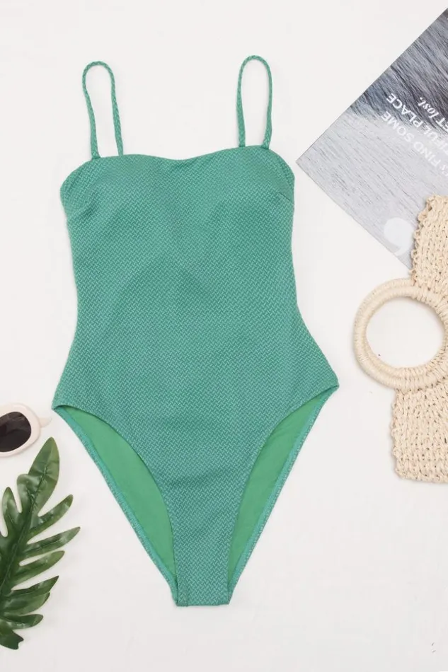 Women Halter and Lace Up Swimsuits Cupshe Aliyah Laceup Back One Piece Swimsuit Green