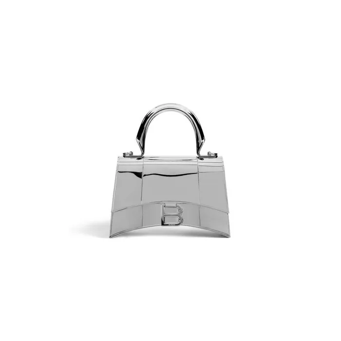 Women Handbags Balenciaga Hourglass Metal Xs Handbag In Silver