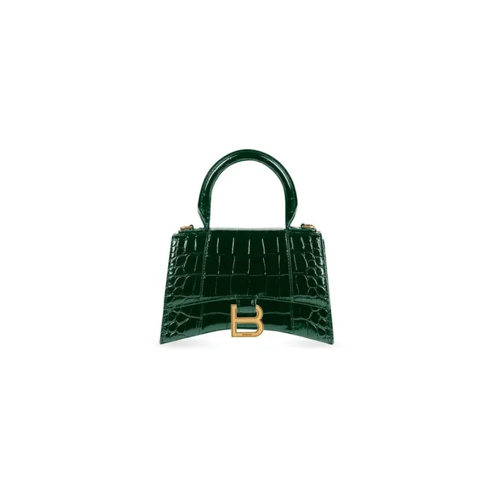 Women Handbags Balenciaga Hourglass Xs Handbag Crocodile Embossed In Forest Green Women Handbags Balenciaga Hourglass Xs Handbag Crocodile Embossed In Forest Green