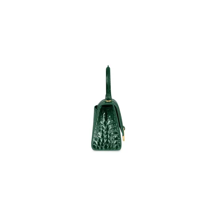 Women Handbags Balenciaga Hourglass Xs Handbag Crocodile Embossed In Forest Green
