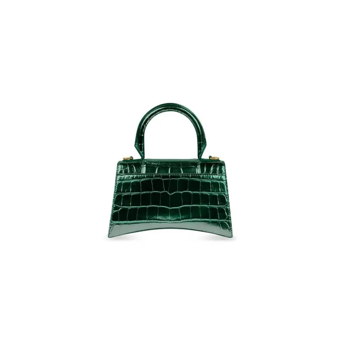 Women Handbags Balenciaga Hourglass Xs Handbag Crocodile Embossed In Forest Green