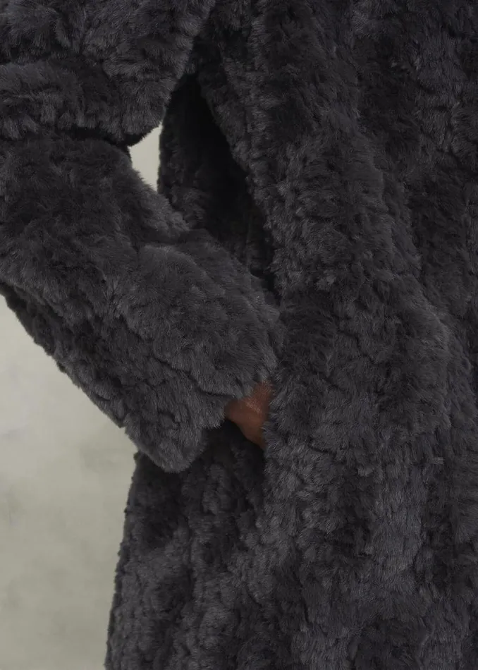 Women HOBBS Coats and Jackets Briony Faux Fur Coat Dark Charcoal