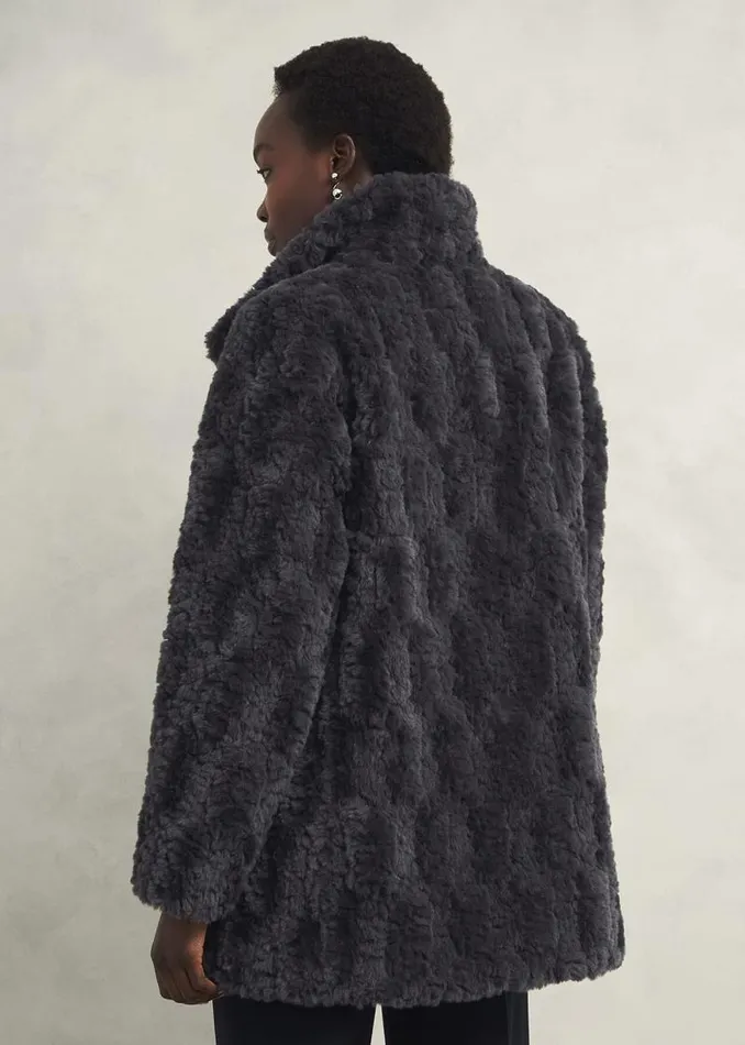 Women HOBBS Coats and Jackets Briony Faux Fur Coat Dark Charcoal