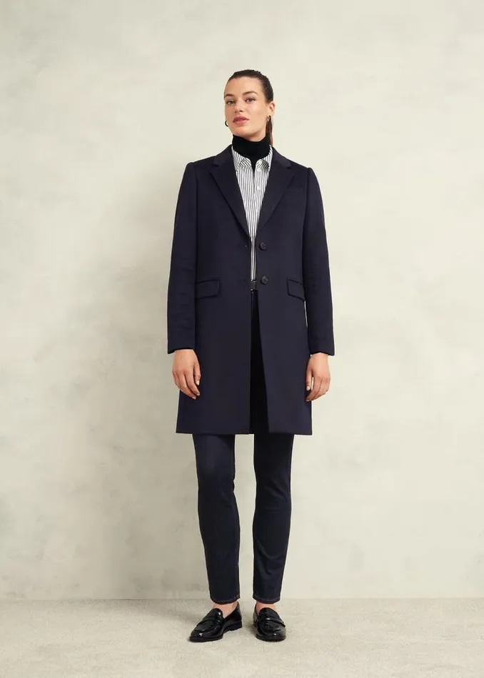 Women HOBBS Coats and Jackets Petite Cavendish Wool Coat Navy