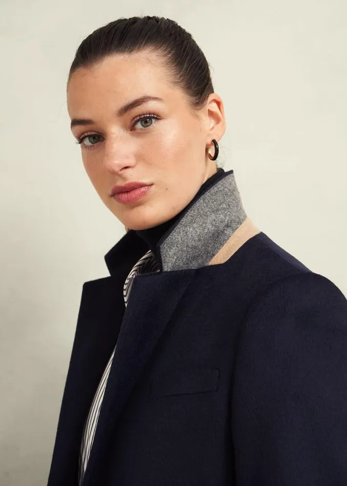 Women HOBBS Coats and Jackets Petite Cavendish Wool Coat Navy