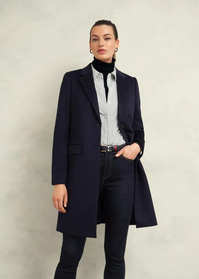 Women HOBBS Coats and Jackets Petite Cavendish Wool Coat Navy