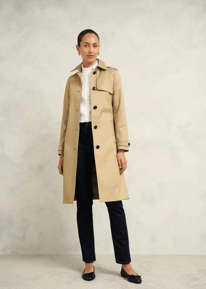 Women HOBBS Coats and Jackets Petite Hallie Shower Resistant Trench Coat Fawn Beige Women HOBBS Coats and Jackets Petite Hallie Shower Resistant Trench Coat Fawn Beige
