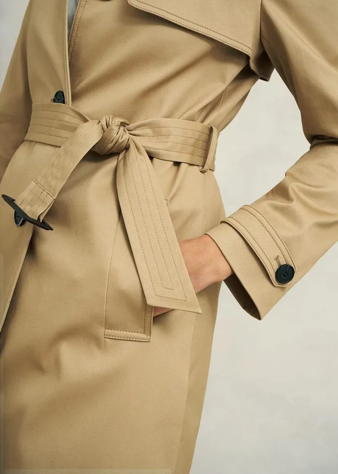 Women HOBBS Coats and Jackets Petite Hallie Shower Resistant Trench Coat Fawn Beige