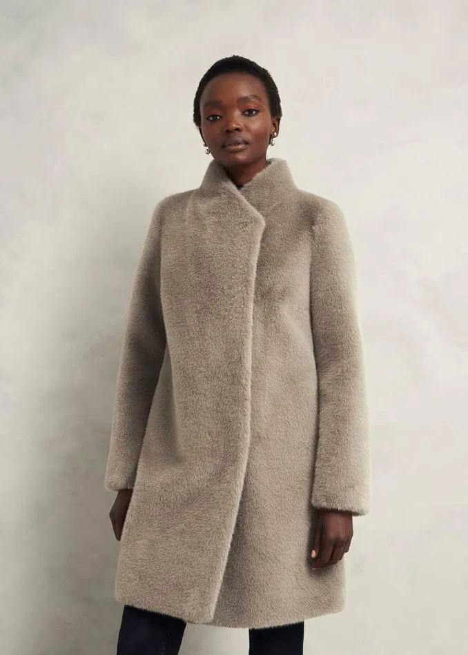 Women HOBBS Coats and Jackets Tarini Faux Fur Coat Mink