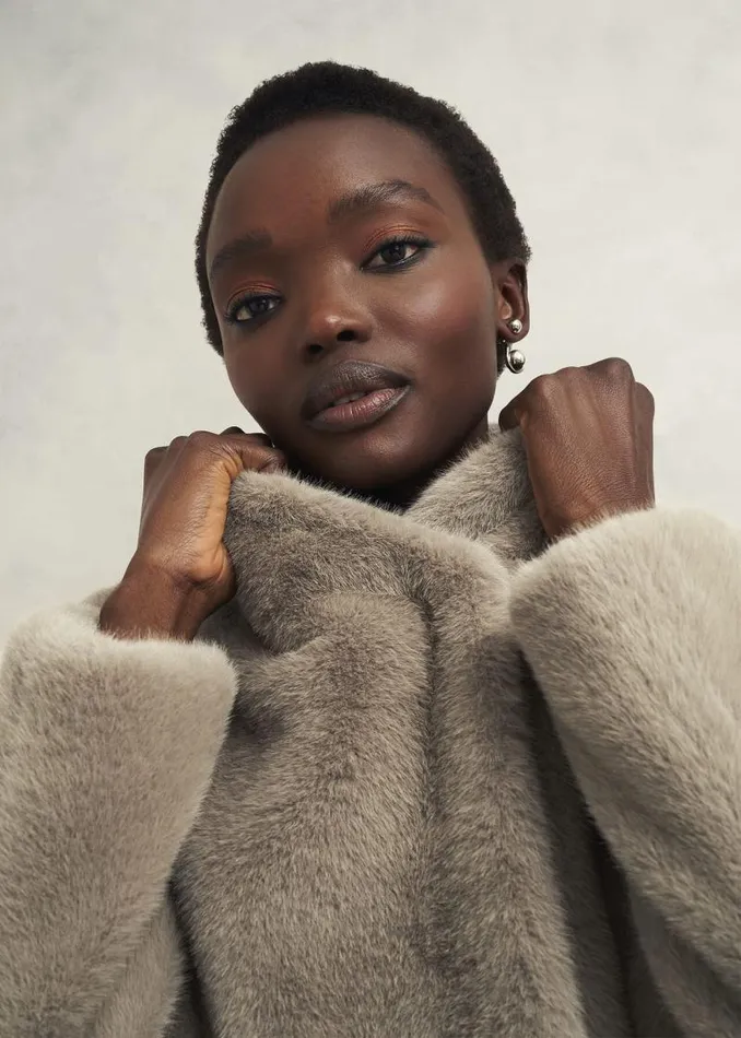Women HOBBS Coats and Jackets Tarini Faux Fur Coat Mink