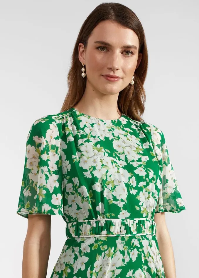 Women HOBBS Dresses and Jumpsuits Bronwyn Silk Midi Dress Green Multi