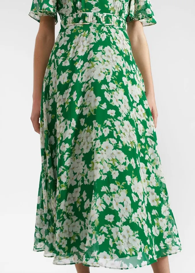 Women HOBBS Dresses and Jumpsuits Bronwyn Silk Midi Dress Green Multi