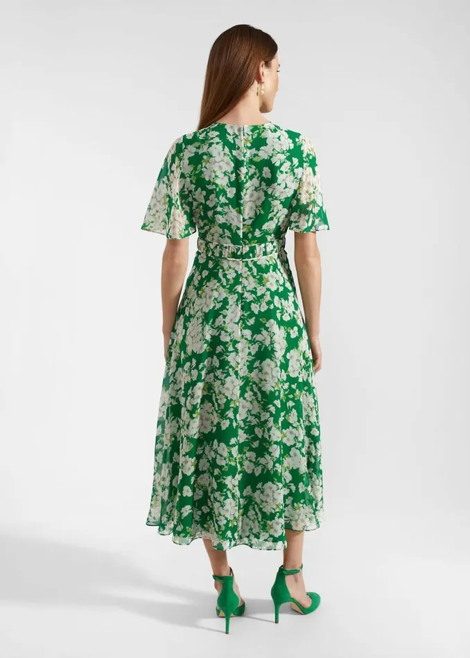 Women HOBBS Dresses and Jumpsuits Bronwyn Silk Midi Dress Green Multi