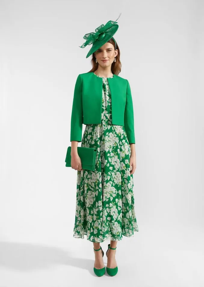 Women HOBBS Dresses and Jumpsuits Bronwyn Silk Midi Dress Green Multi