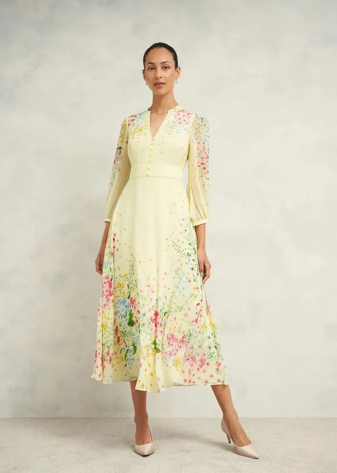 Women HOBBS Dresses and Jumpsuits Emma Silk Dress Yellow Multi