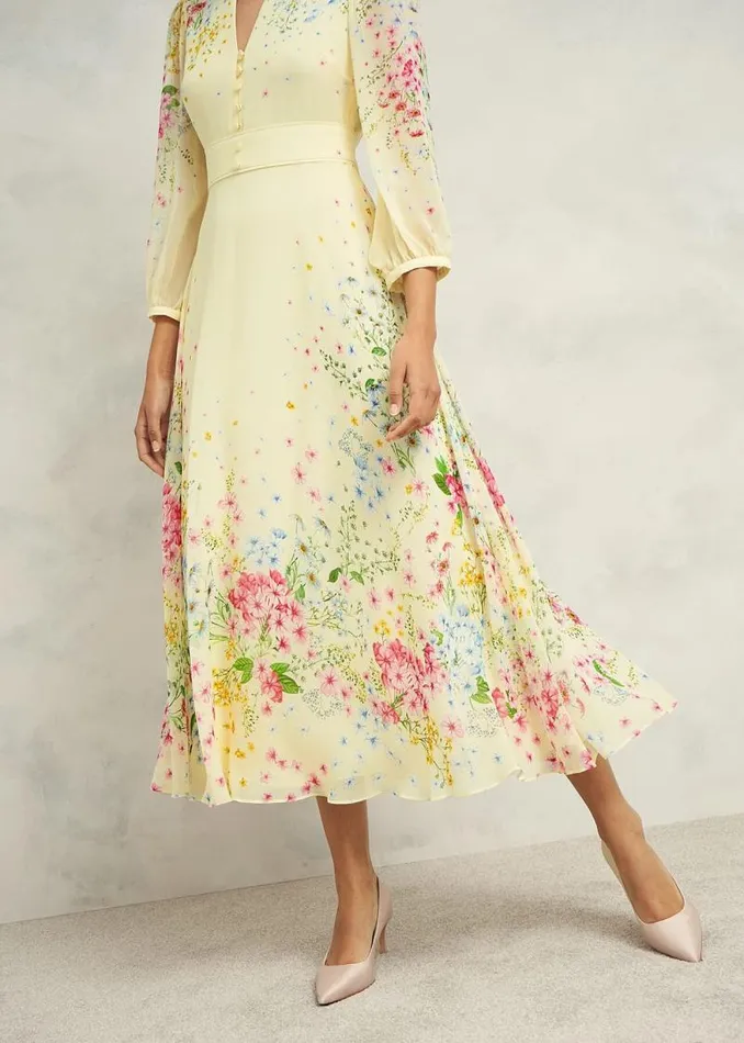 Women HOBBS Dresses and Jumpsuits Emma Silk Dress Yellow Multi
