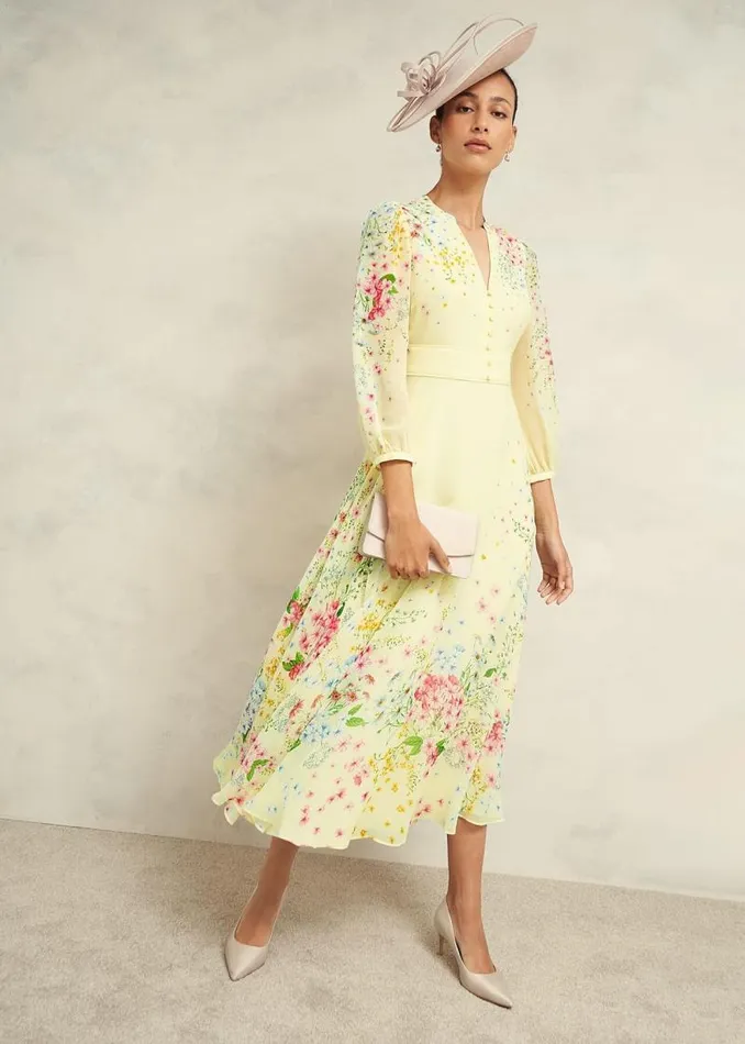 Women HOBBS Dresses and Jumpsuits Emma Silk Dress Yellow Multi
