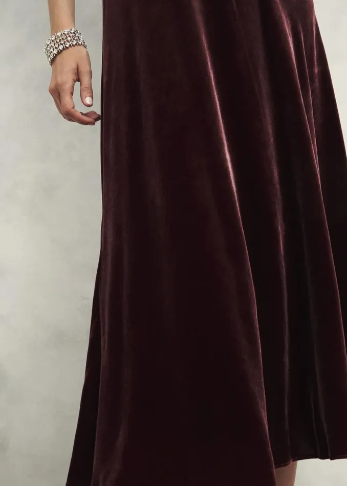 Women HOBBS Dresses and Jumpsuits Isleworth Velvet Dress Cocoa Brown