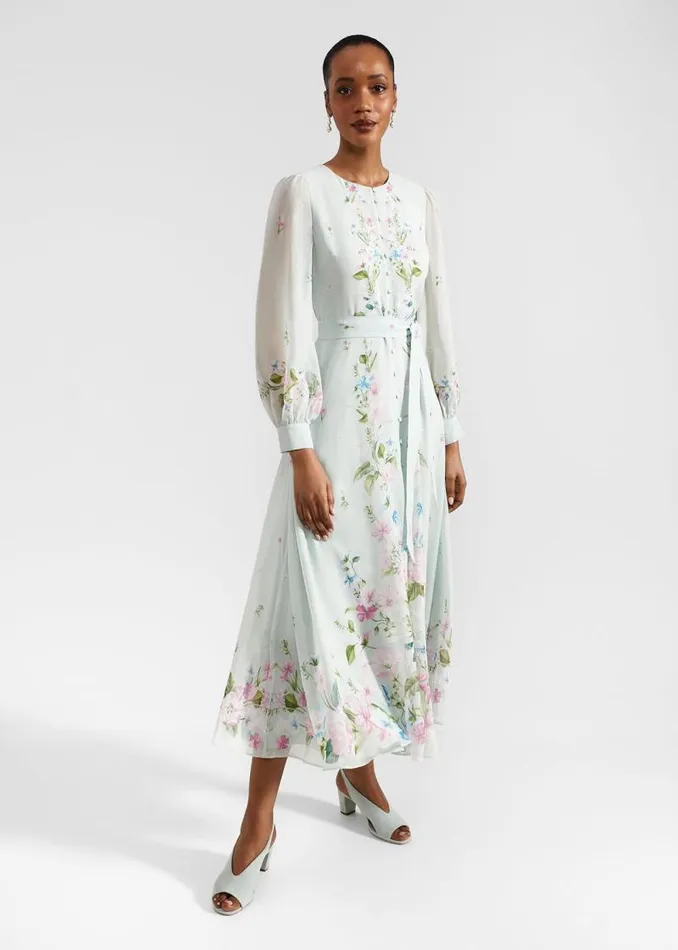 Women HOBBS Dresses and Jumpsuits Maribella Silk Dress Green Multi