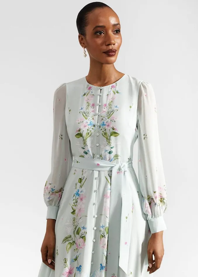 Women HOBBS Dresses and Jumpsuits Maribella Silk Dress Green Multi