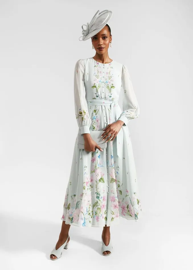 Women HOBBS Dresses and Jumpsuits Maribella Silk Dress Green Multi