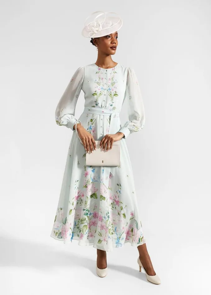 Women HOBBS Dresses and Jumpsuits Maribella Silk Dress Green Multi