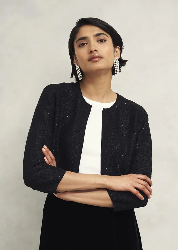 Women HOBBS Jumpers and Cardigans Elin Sequin Cardigan Black