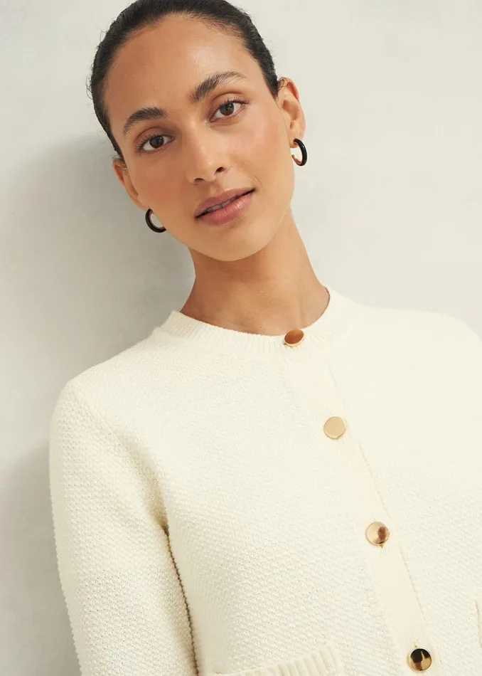 Women HOBBS Jumpers and Cardigans Emily Cotton Cardigan Warm Ivory