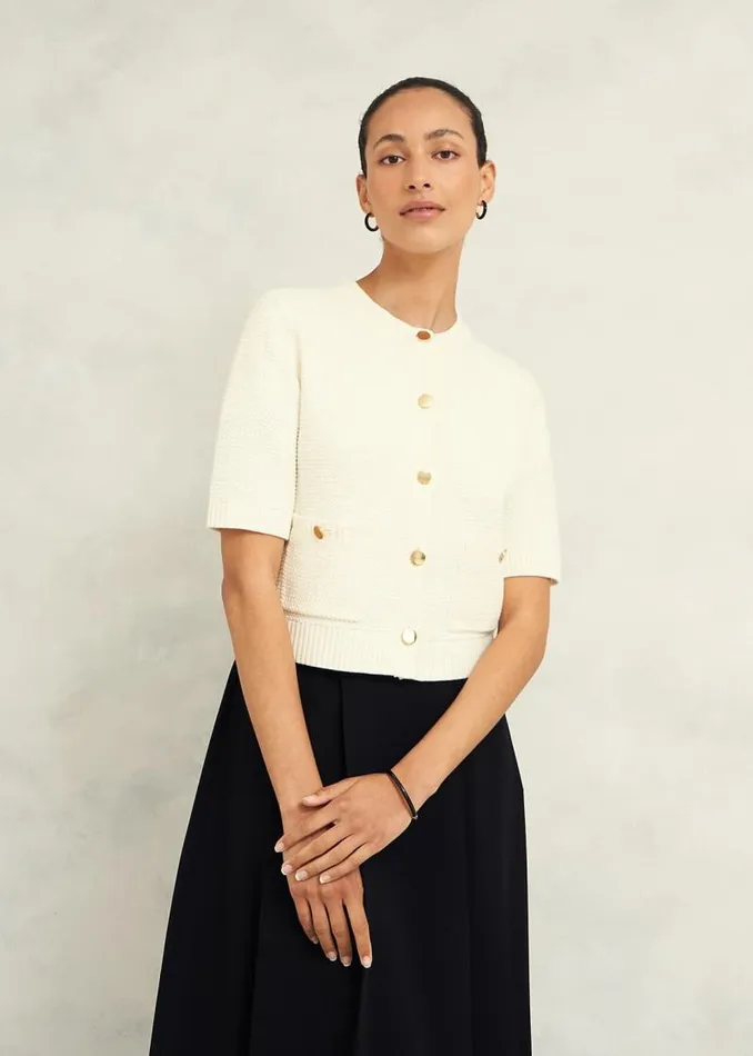 Women HOBBS Jumpers and Cardigans Emily Cotton Cardigan Warm Ivory