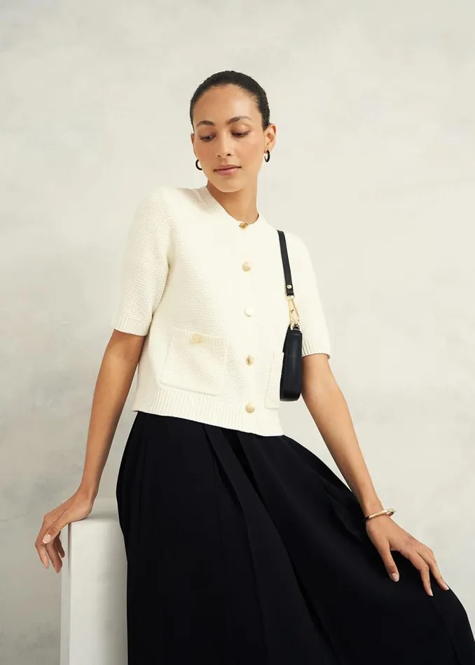 Women HOBBS Jumpers and Cardigans Emily Cotton Cardigan Warm Ivory