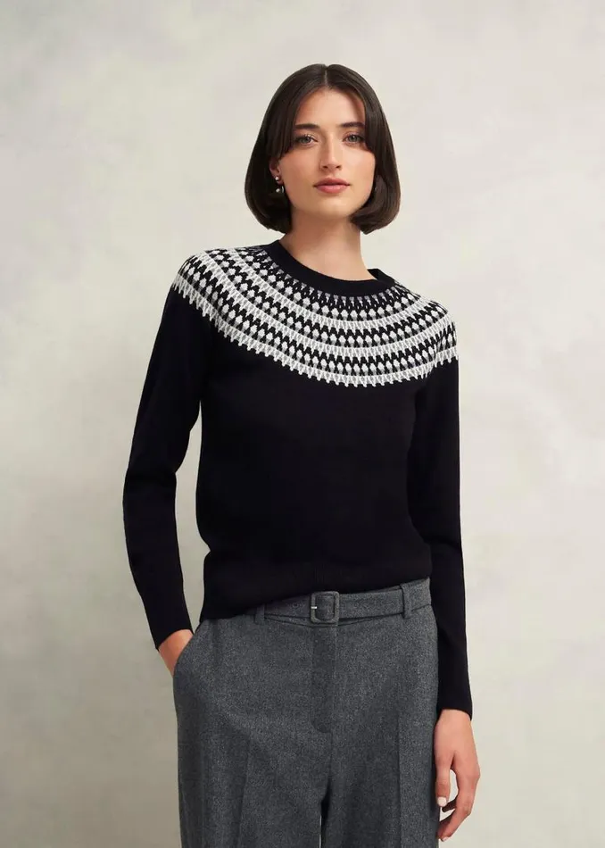Women HOBBS Jumpers and Cardigans Greta Sparkle Fairisle Jumper Navy Multi