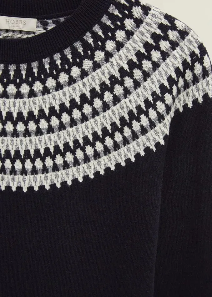 Women HOBBS Jumpers and Cardigans Greta Sparkle Fairisle Jumper Navy Multi