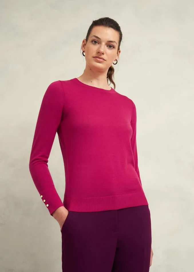 Women HOBBS Jumpers and Cardigans Penny Merino Wool Jumper Cranberry Pink
