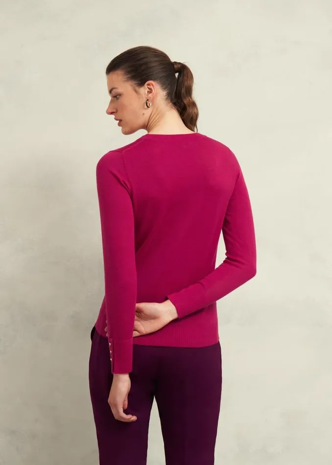 Women HOBBS Jumpers and Cardigans Penny Merino Wool Jumper Cranberry Pink