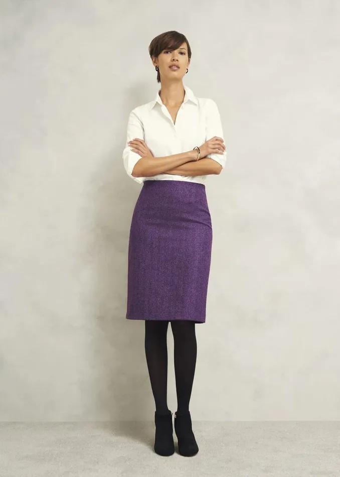 Women HOBBS Skirts Daphne Wool Skirt Purple Multi