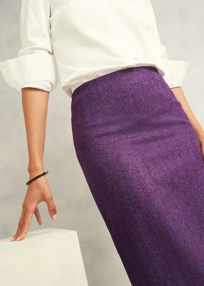 Women HOBBS Skirts Daphne Wool Skirt Purple Multi