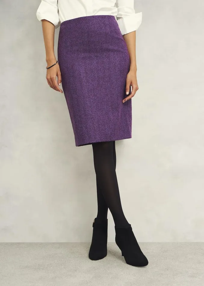Women HOBBS Skirts Daphne Wool Skirt Purple Multi