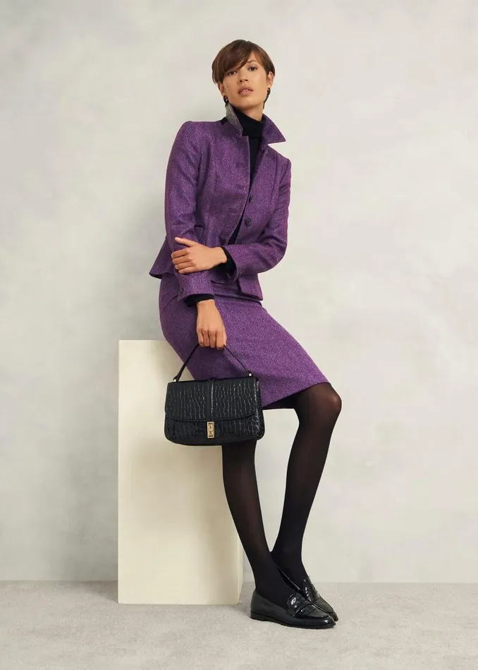 Women HOBBS Skirts Daphne Wool Skirt Purple Multi