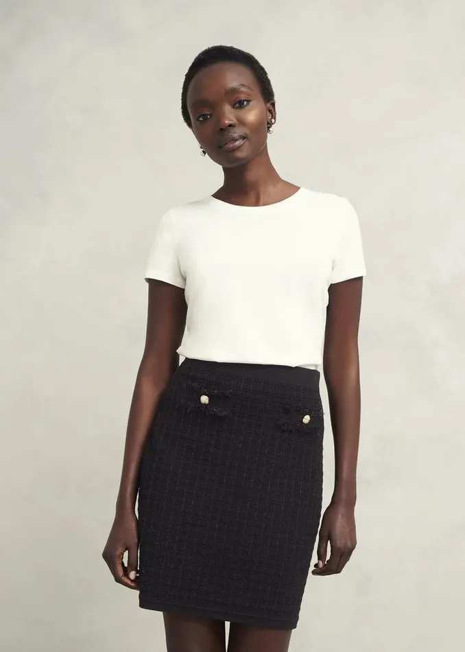 Women HOBBS Skirts Sairey Sparkle Knitted Skirt Black
