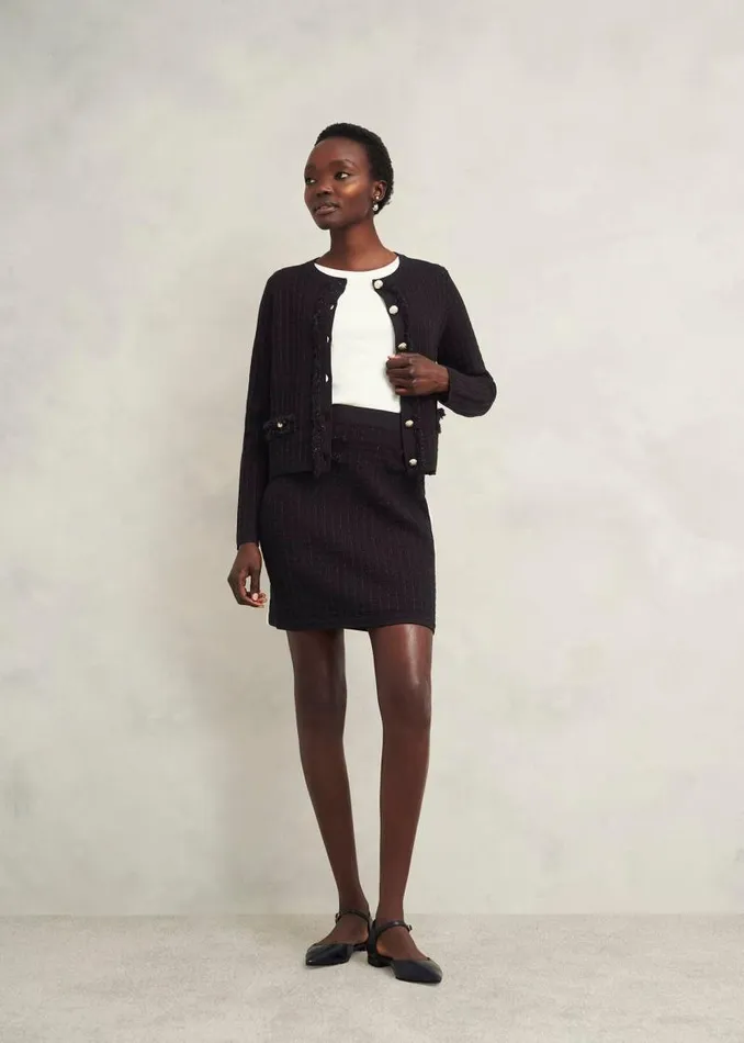 Women HOBBS Skirts Sairey Sparkle Knitted Skirt Black