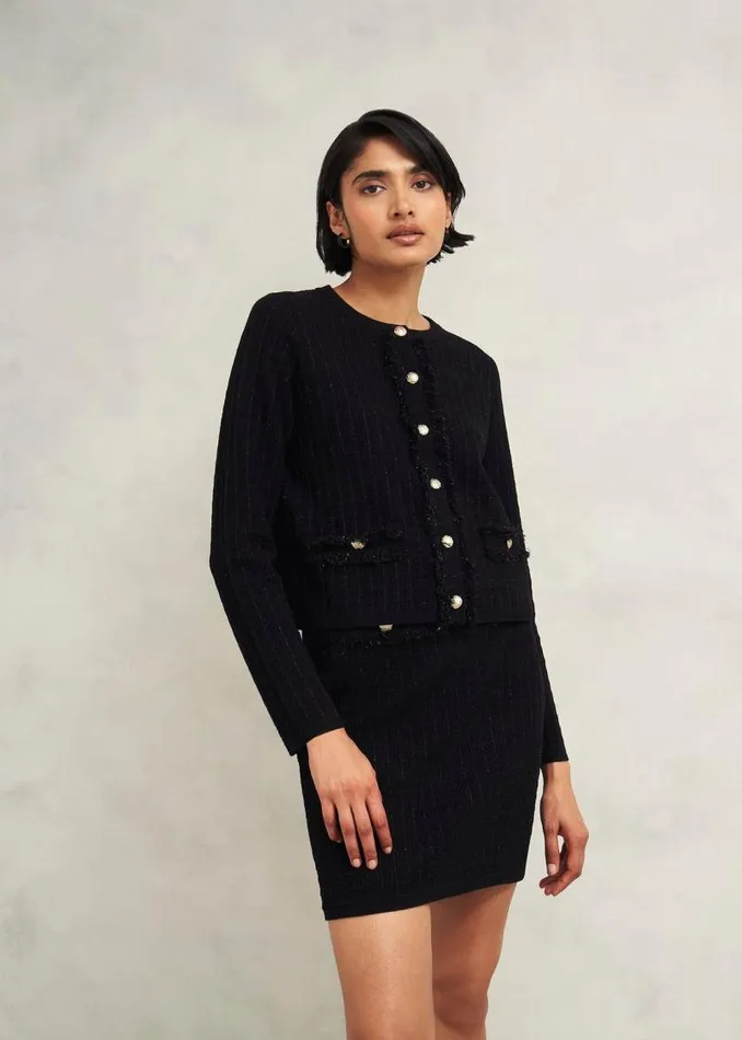Women HOBBS Skirts Sairey Sparkle Knitted Skirt Black