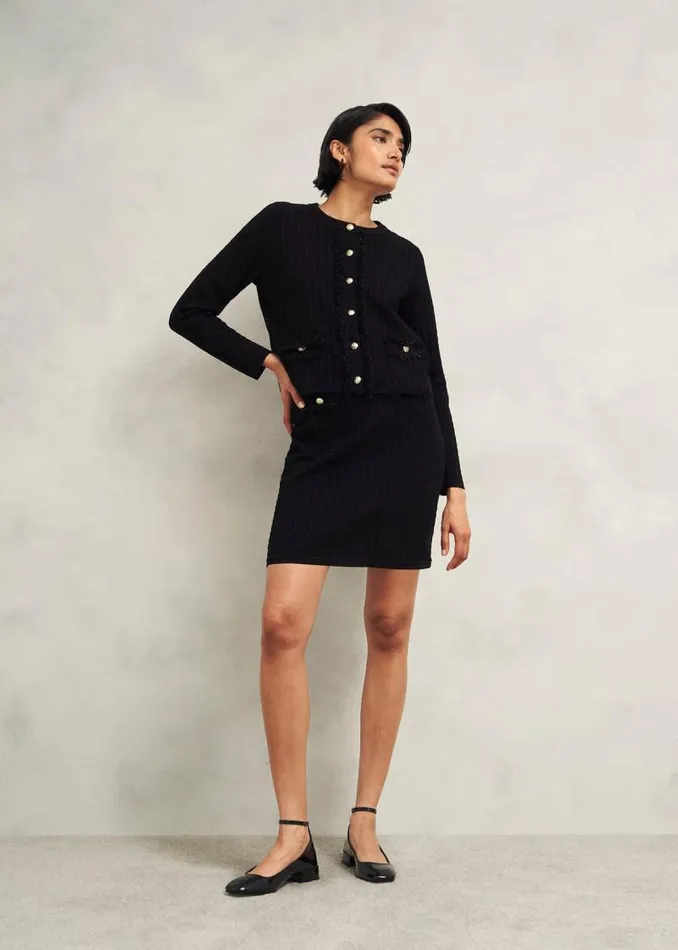 Women HOBBS Skirts Sairey Sparkle Knitted Skirt Black