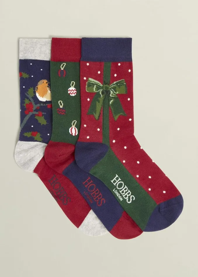 Women HOBBS Socks and Tights Festive Sock Set Multi
