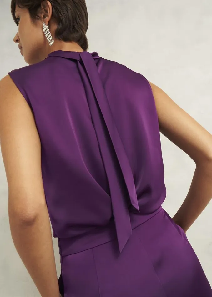 Women HOBBS Tops Eren Satin Blouse Vibrant Purple