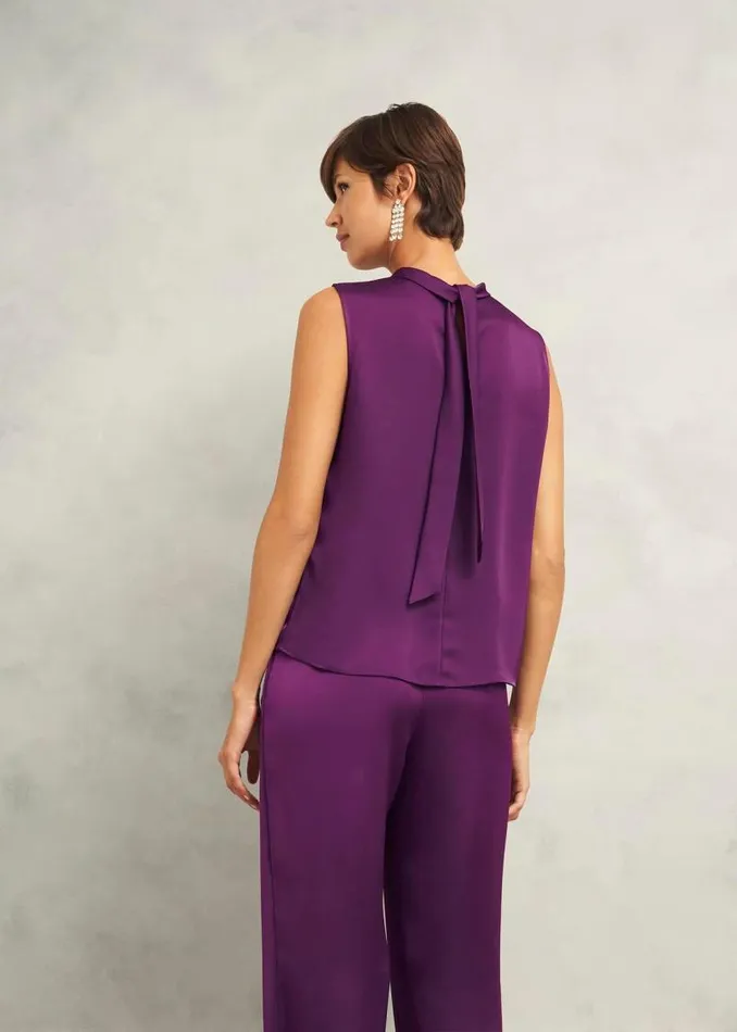 Women HOBBS Tops Eren Satin Blouse Vibrant Purple