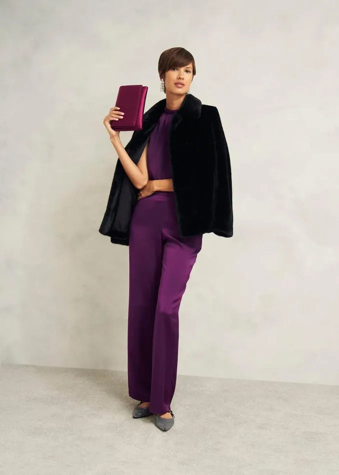 Women HOBBS Tops Eren Satin Blouse Vibrant Purple